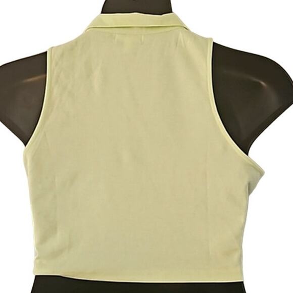 NWOT Abound Women’s Pastel Neon Green Polo Collar Short Sleeve Crop Top Large - Picture 5 of 6